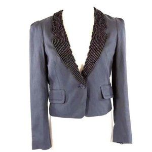 Hanii Y Navy Blue Beaded Jacket 38 XS